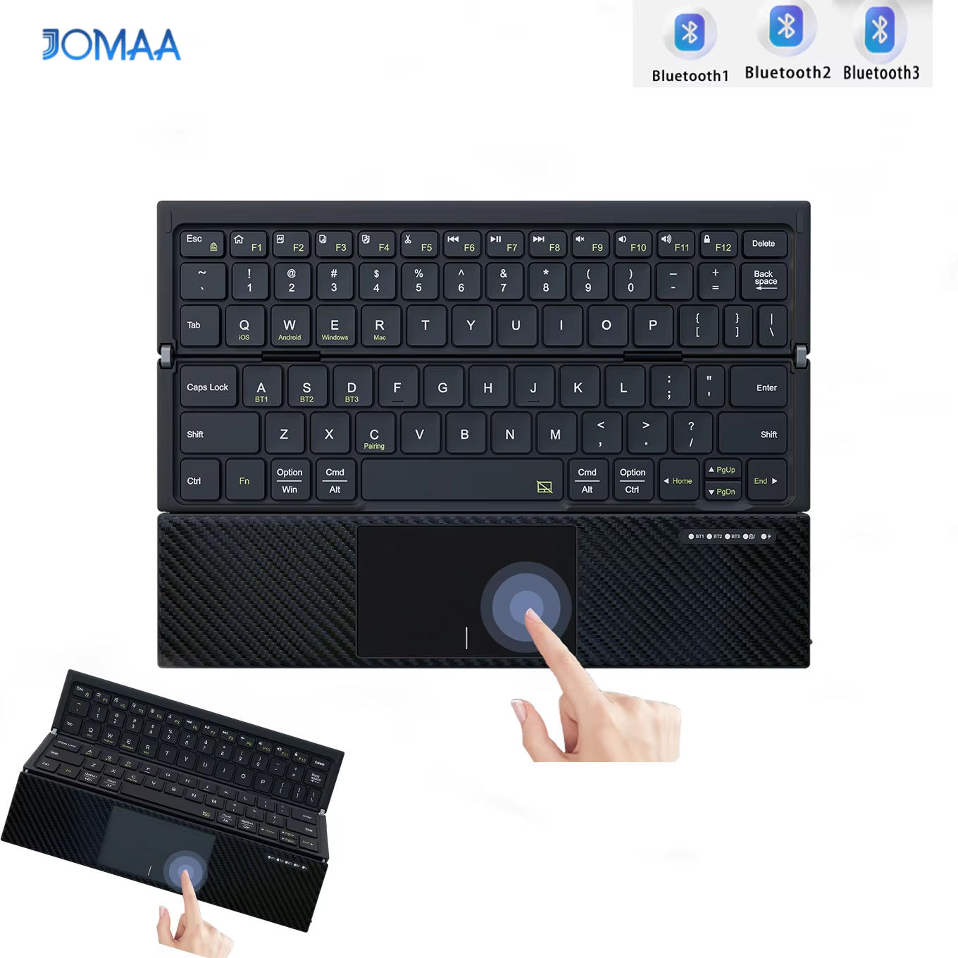 Gaming Keyboard Mobile - Składana klawiatura Bluetooth z touchpadem, synchronizacja