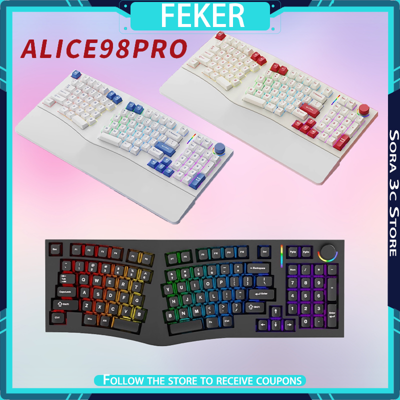 Gaming Keyboard Hot Swappable - Klawiatura mechaniczna FEKER Alice98pro Alien Ergonomic