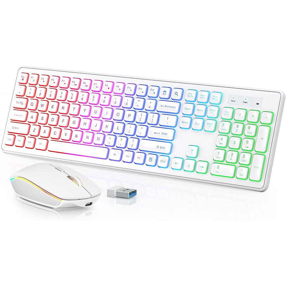 Gaming Keyboard That Is Quiet - Podświetlana bezprzewodowa klawiatura i mysz, ciche