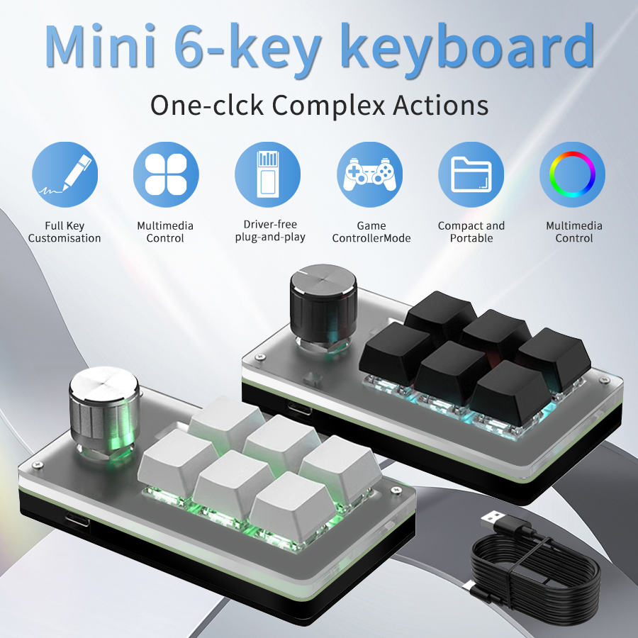 RGB 6 klawiszy 1 pokrętło, kla – Gaming Keyboard Hot Swappable recenzja i cena