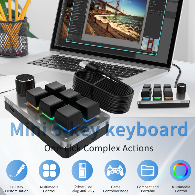 RGB 6 klawiszy 1 pokrętło, kla – Gaming Keyboard Hot Swappable recenzja i cena