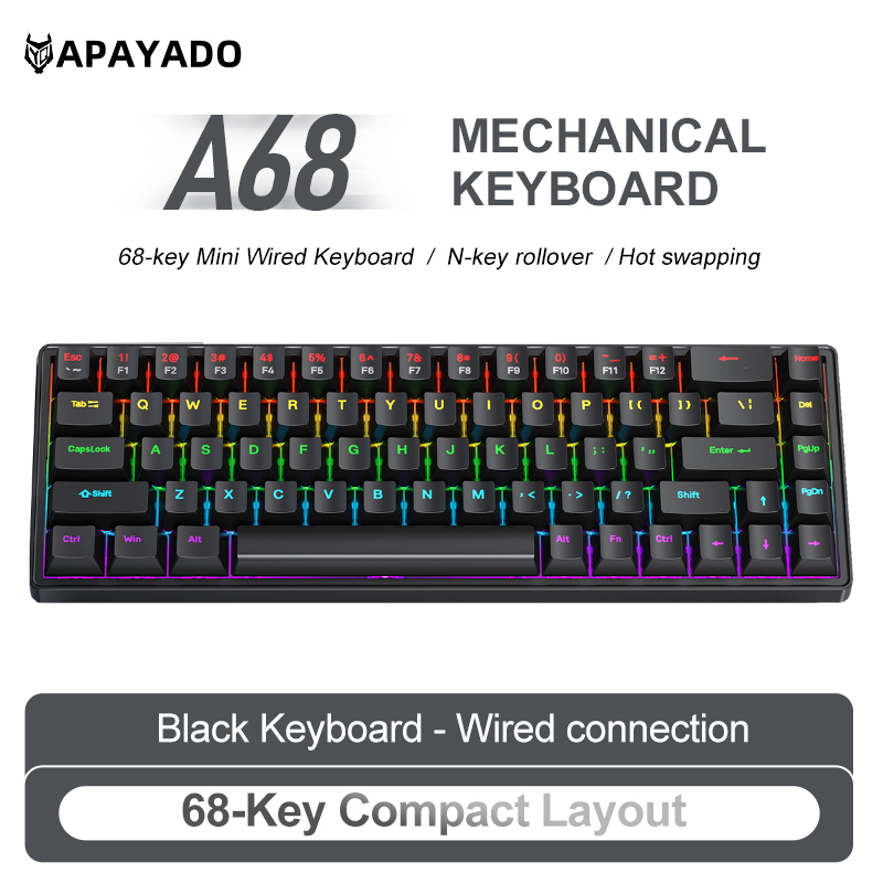 APAYADO A68 Przewodowa Klawiat – Gaming Keyboard Mobile recenzja i cena
